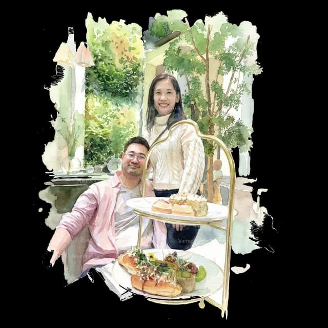 Pius and Renny at high tea